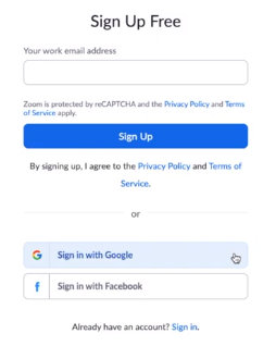 sign up zoom with email